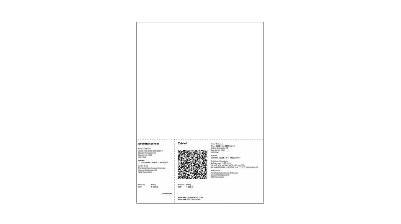 QR-Einzahlungsschein A4, 80 g/m2, perforiert, unbedruckt, Schachtel à 1000 Blatt