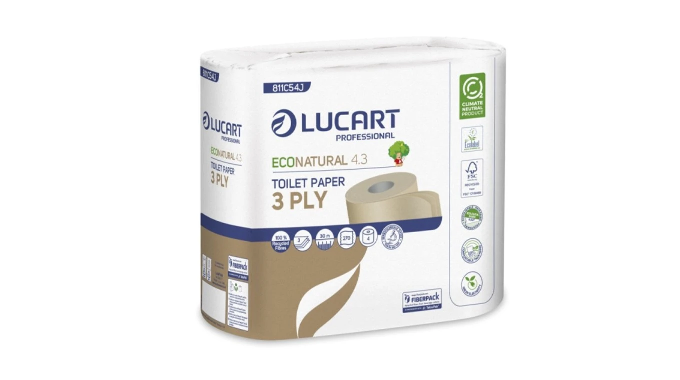 LUCART Papier toilette EcoNatural 4.3, 3 couches, 56 rouleaux