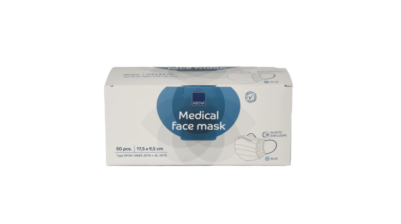 ABENA Masques de protection buccale type II R bleus, 3 couches