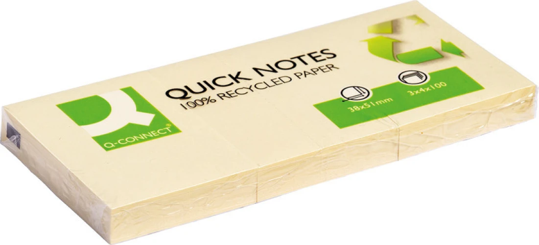 Q-CONNECT Notes adhésives Recycling 3 x 100 feuilles