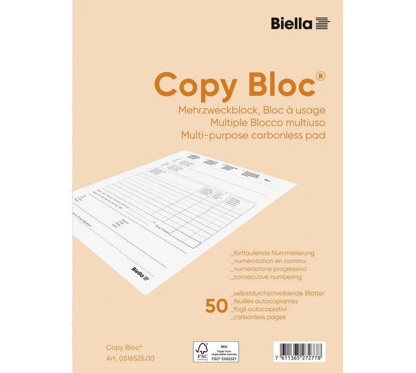 BIELLA Mehrzweckblock Copy-Bloc A5, 50 Blatt