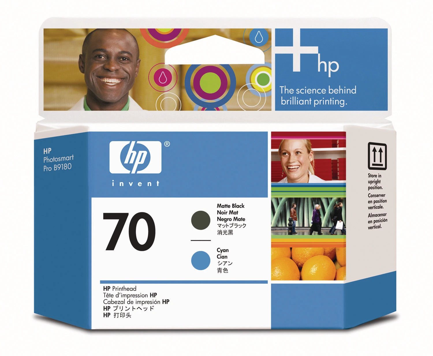 Hewlett Packard Tête d'impression noir mat/cyan (C9404A, 70)
