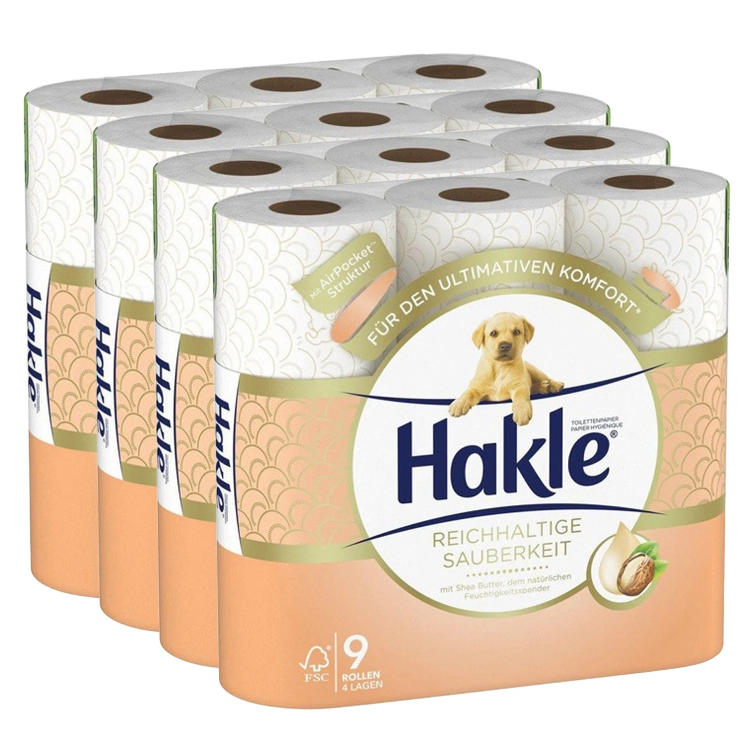 HAKLE Papier toilette Propreté Généreuse 4 couches, 36 rouleaux