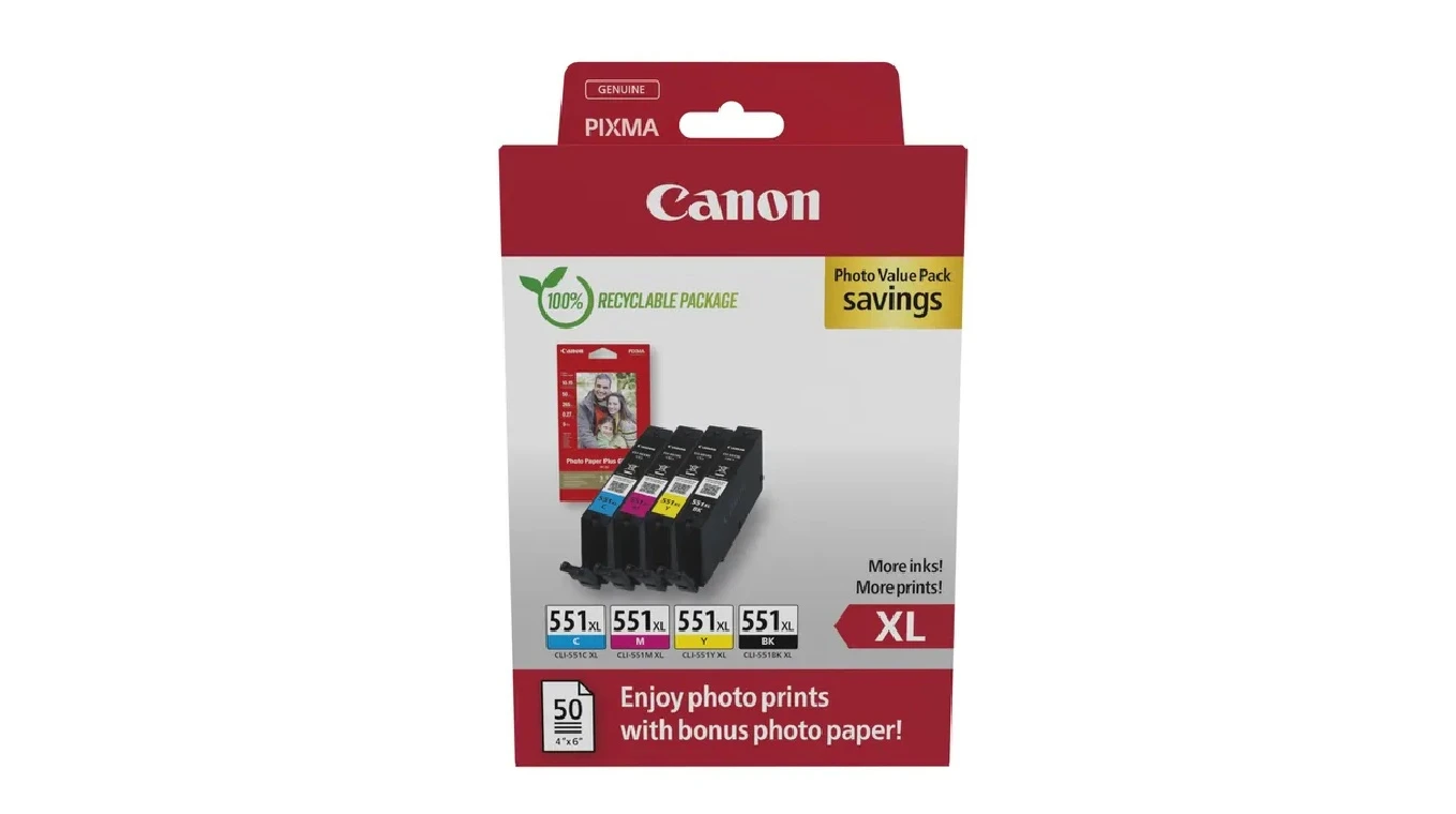 CANON CLI-551BKCMY Photo Value Pack XL BKCMY