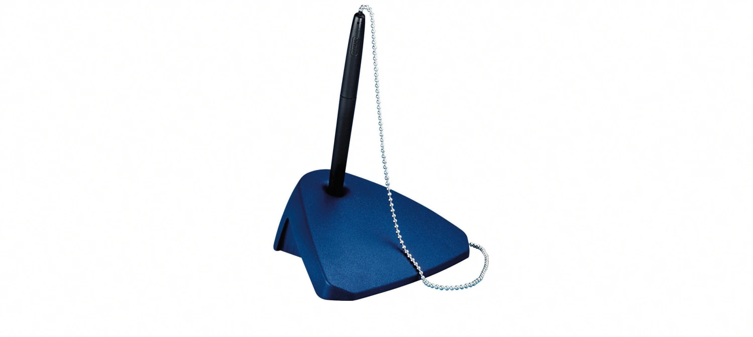 Support stylo bille bleu
