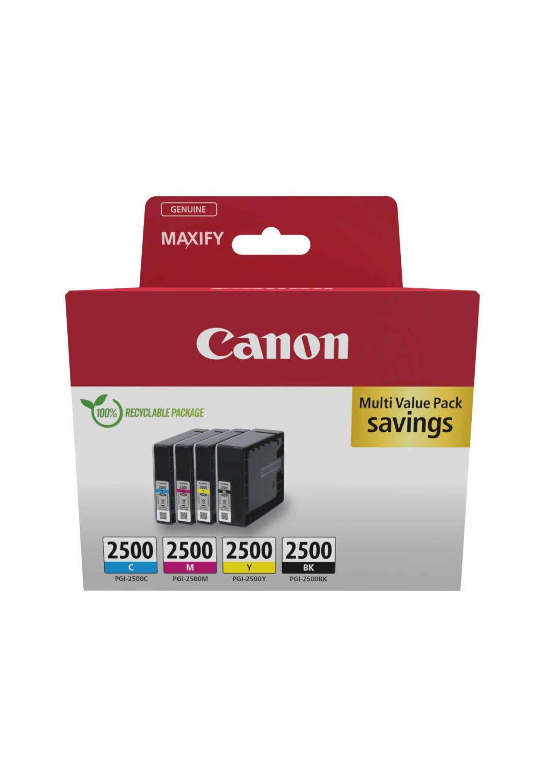 CANON PGI-2500 Ink Cartridge, BK/C/M/Y, MULTI 9290B006