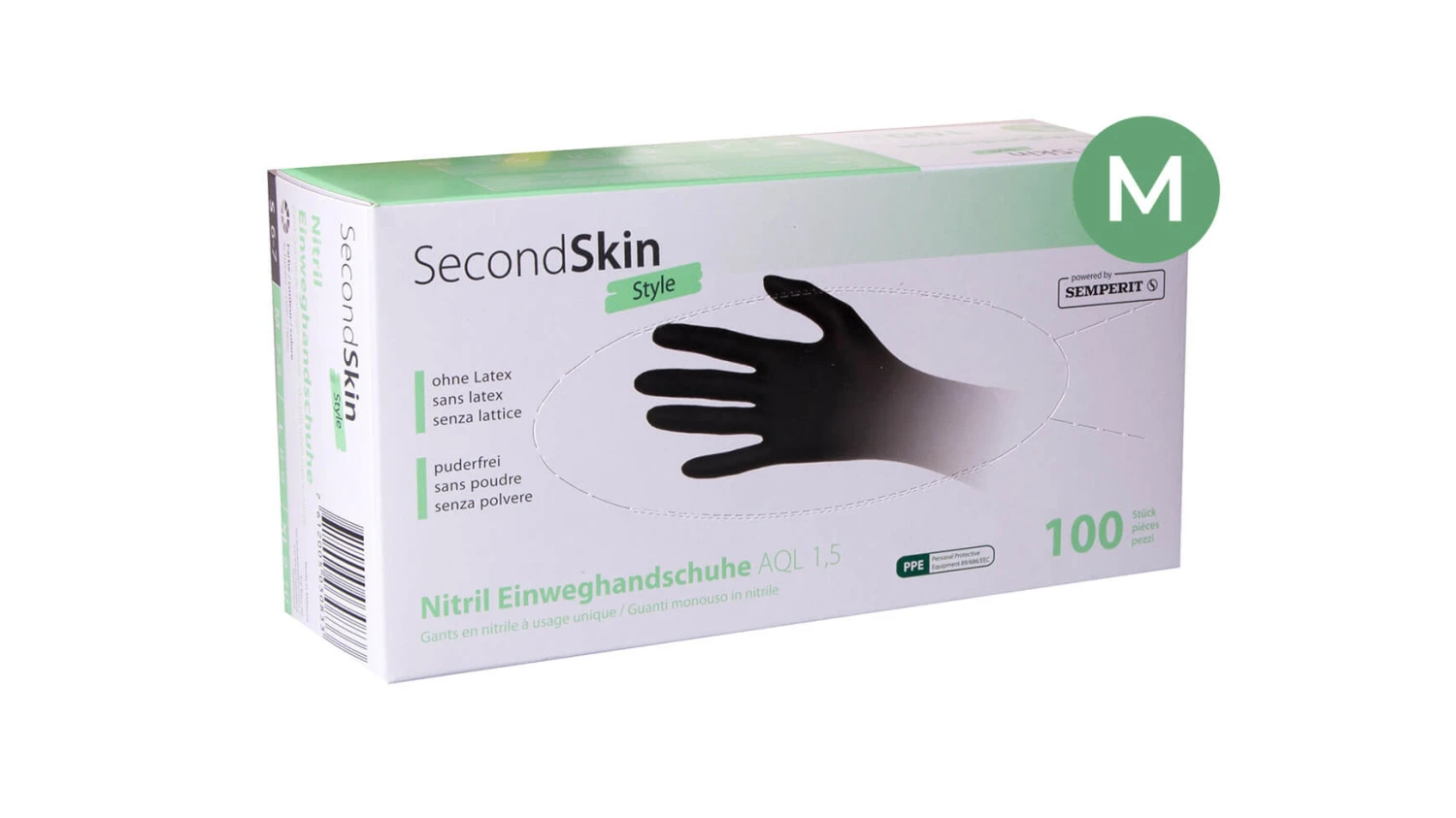 SECONDSKIN Gants en nitrile Style taille M, 100 pièces