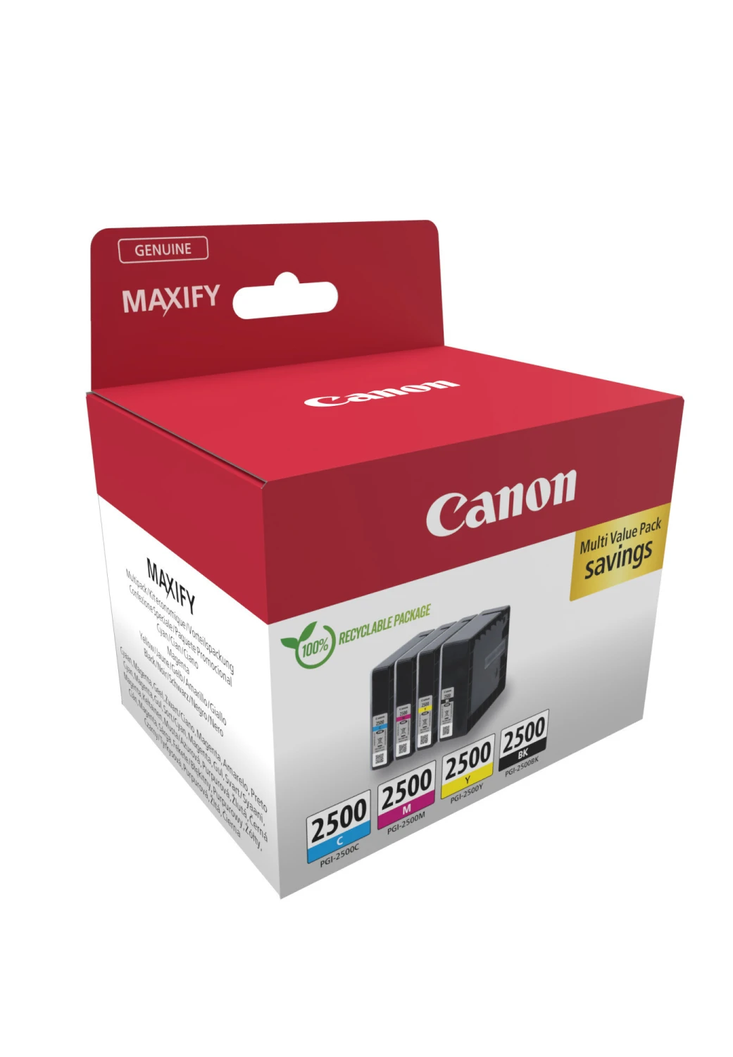 CANON PGI-2500 Ink Cartridge, BK/C/M/Y, MULTI 9290B006