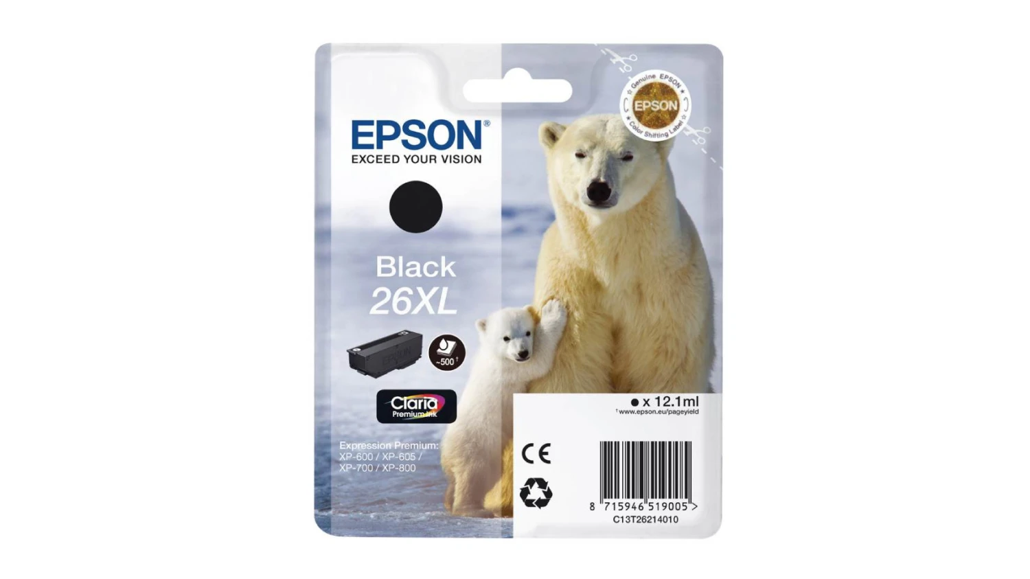 Epson Cartouche d'encre noir haute-capacité (C13T26214010, T2621)